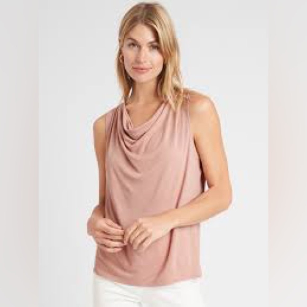 BANANA REPUBLIC FACTORY RAYON PINK COWL NECK TOP ELEGANT CHIC NEW XL
